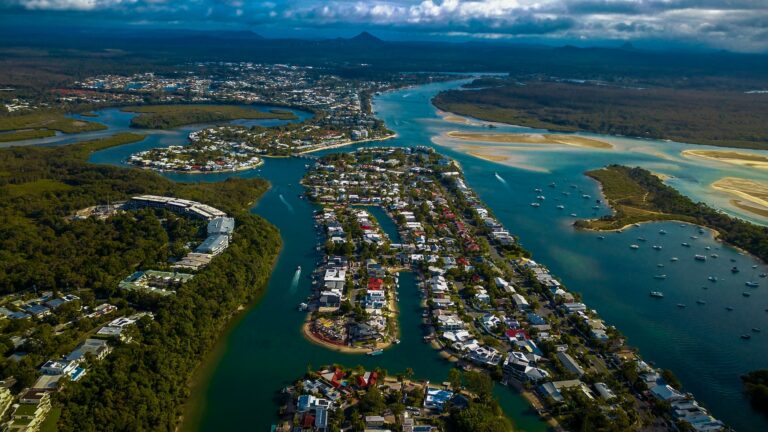 Scenic aerial view of the Sunshine Coast, Queensland, Australia